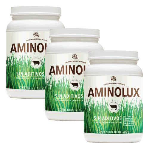 Tres botes de AMINOLUX (300g c/u) con 50% de descuento